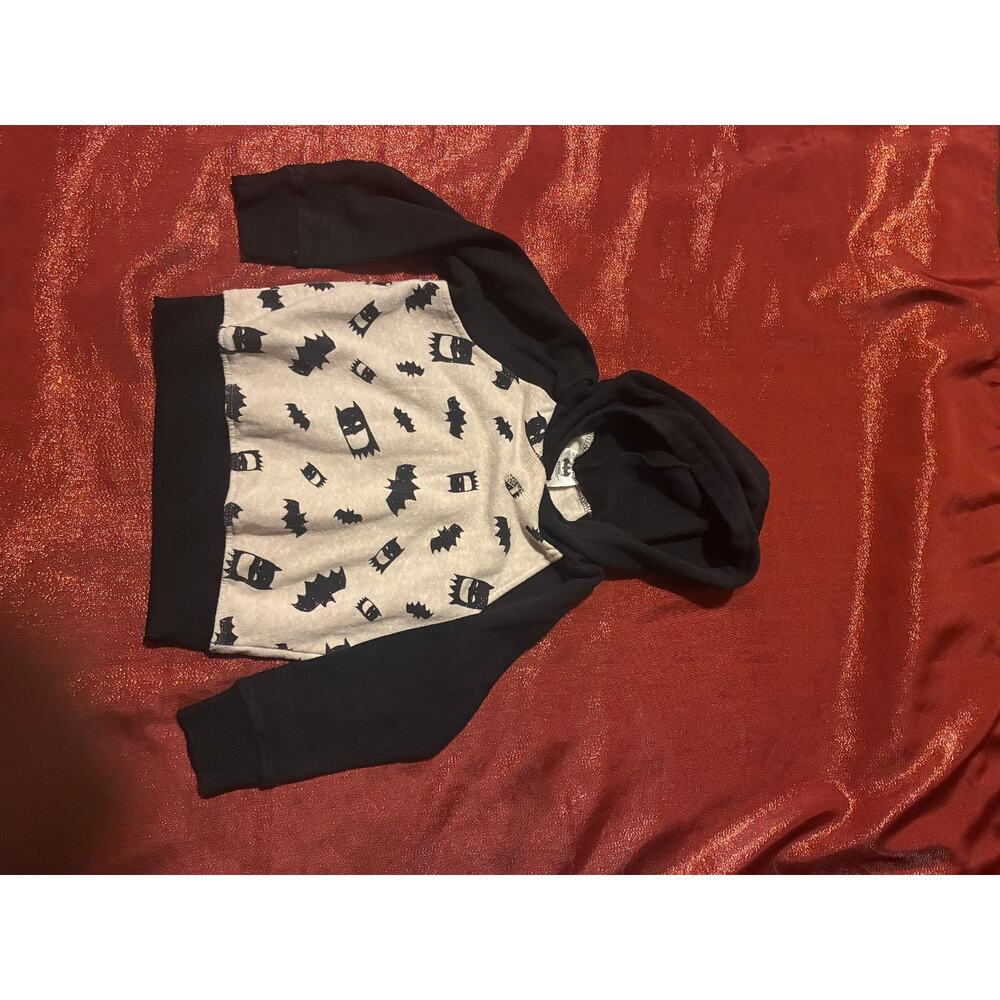 Batman Boys 3T Black Gray Bat Print Pullover Long Sleeve Fleece Lined